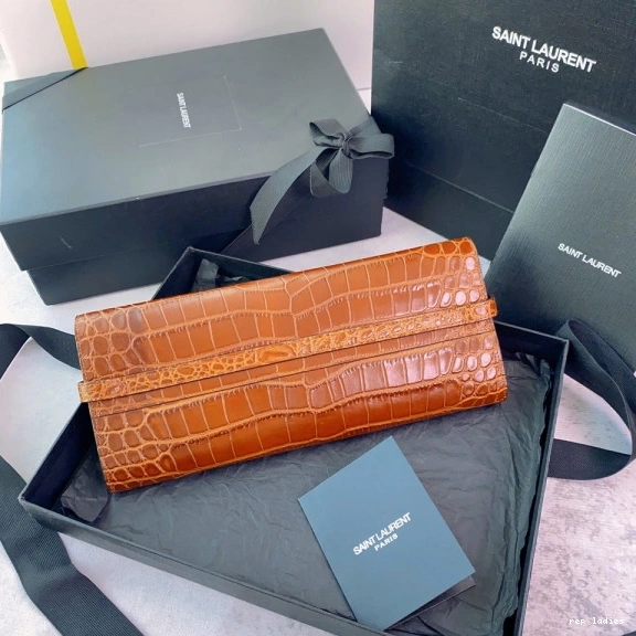 Repladies REP YSL CROCODILE-EMBOSSED MANHATTAN CLUTCH IN LEATHER 0712